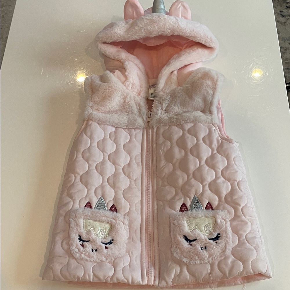 Little Lass Pink Unicorn Hooded Vest